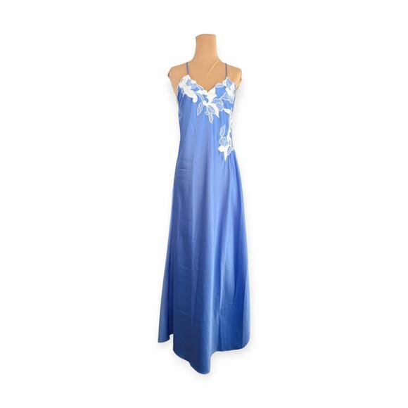 Natori Dresses & Skirts - Vintage 70s 80s Natori Blue Satin Slip dress Nightdress